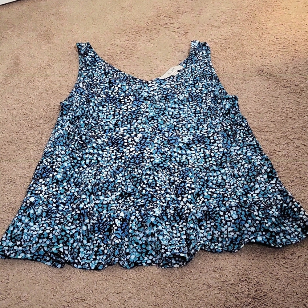 EUC LOFT Floral Peplum Top Medium Petite